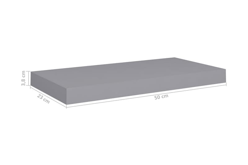 Flytende vegghyller 2 stk grå 50x23x3,8 cm MDF - Oppbevaring - Hyller - Vegghylle