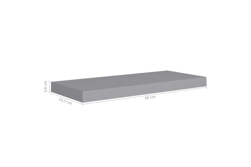 Flytende vegghyller 2 stk grå 60x23,5x3,8 cm MDF - Oppbevaring - Hyller - Vegghylle