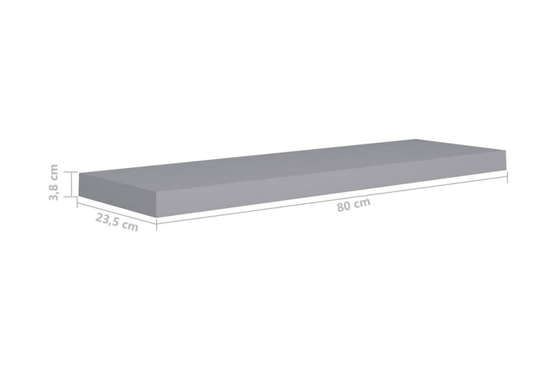 Flytende vegghyller 2 stk grå 80x23,5x3,8 cm MDF - Oppbevaring - Hyller - Vegghylle