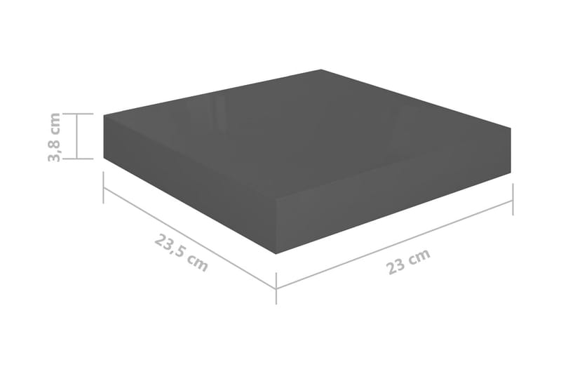 Flytende vegghyller 2 stk høyglans grå 23x23,5x3,8 cm MDF - Oppbevaring - Hyller - Vegghylle