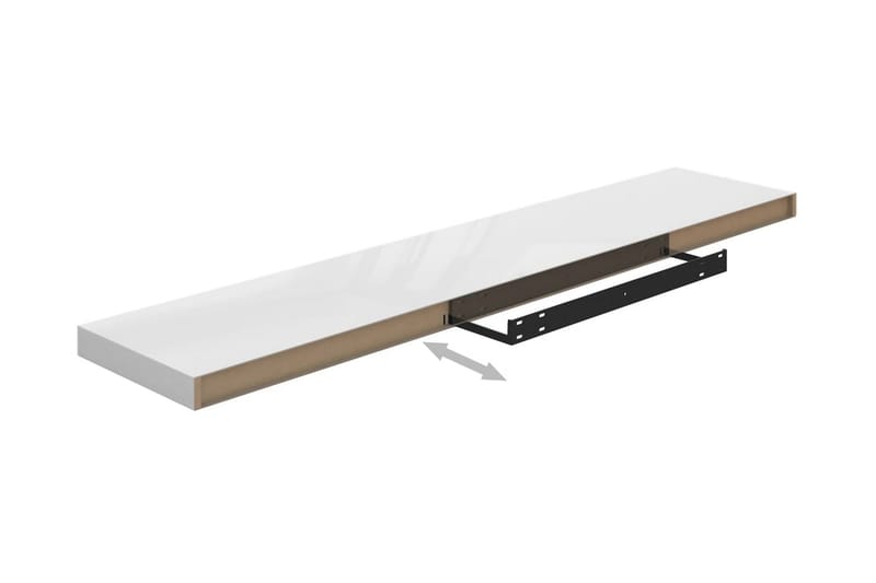 Flytende vegghyller 2 stk høyglans hvit 120x23,5x3,8 cm MDF - Oppbevaring - Hyller - Vegghylle