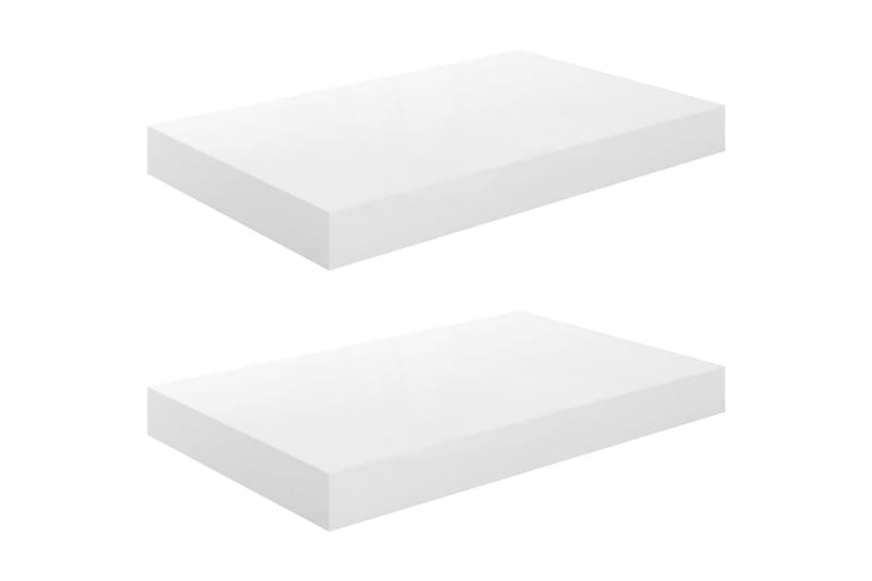 Flytende vegghyller 2 stk høyglans hvit 40x23x3,8 cm MDF - Oppbevaring - Hyller - Vegghylle