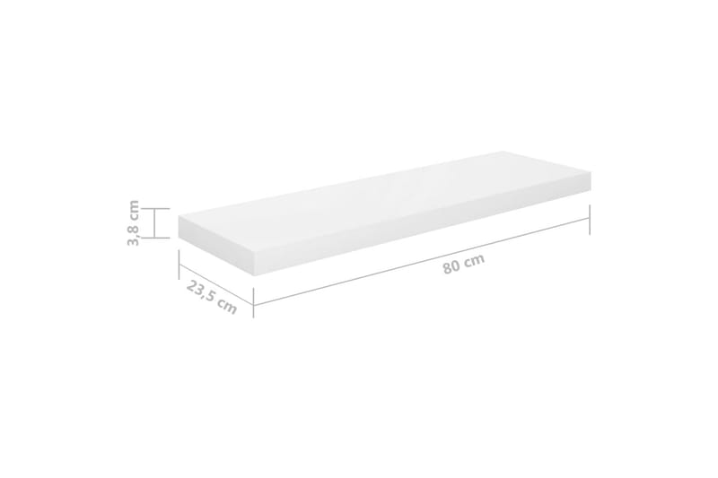 Flytende vegghyller 2 stk høyglans hvit 80x23,5x3,8 cm MDF - Oppbevaring - Hyller - Vegghylle