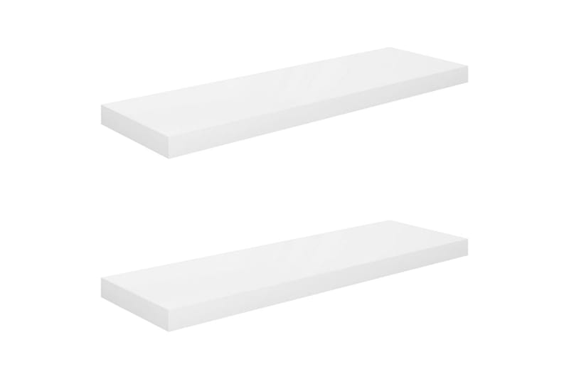 Flytende vegghyller 2 stk høyglans hvit 80x23,5x3,8 cm MDF - Oppbevaring - Hyller - Vegghylle