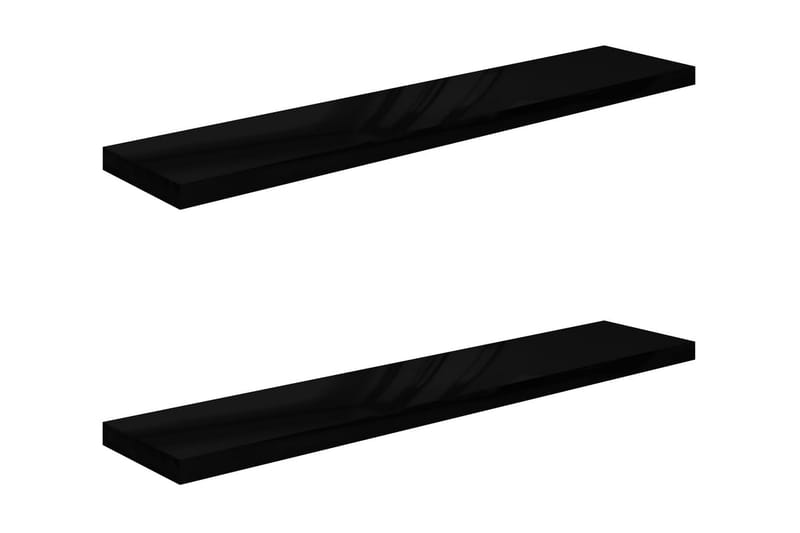 Flytende vegghyller 2 stk høyglans svart 120x23,5x3,8 cm MDF - Oppbevaring - Hyller - Vegghylle