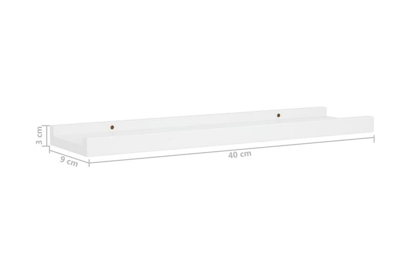 Flytende vegghyller 2 stk hvit 40x9x3 cm MDF - Oppbevaring - Hyller - Vegghylle