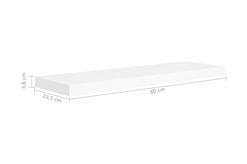 Flytende vegghyller 2 stk hvit 80x23,5x3,8 cm MDF - Oppbevaring - Hyller - Vegghylle