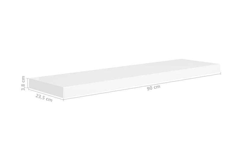 Flytende vegghyller 2 stk hvit 90x23,5x3,8 cm MDF - Oppbevaring - Hyller - Vegghylle