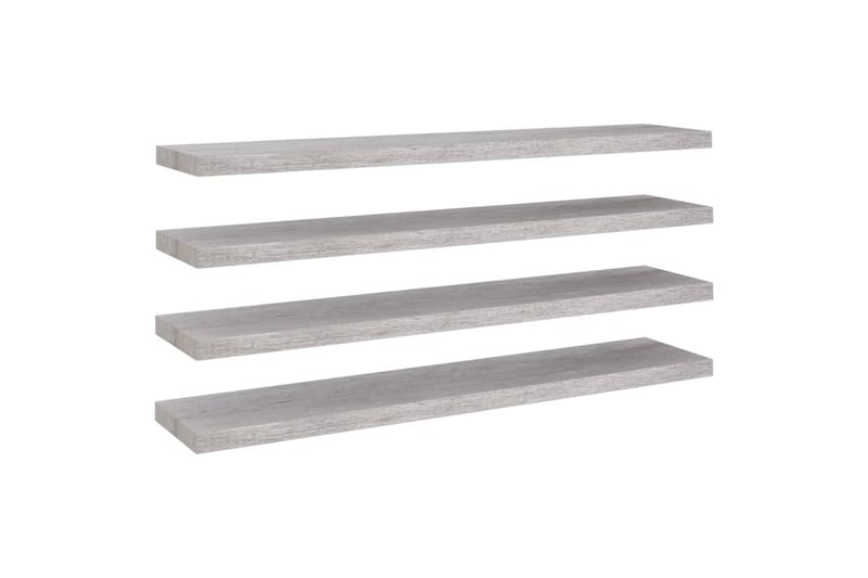 Flytende vegghyller 4 stk betonggrå 120x23,5x3,8 cm MDF - Grå - Oppbevaring - Hyller - Vegghylle