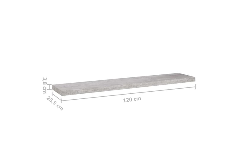 Flytende vegghyller 4 stk betonggrå 120x23,5x3,8 cm MDF - Grå - Oppbevaring - Hyller - Vegghylle