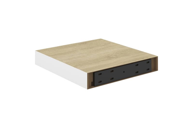 Flytende vegghyller 4 stk eik og hvit 23x23,5x3,8 cm MDF - Hvit - Oppbevaring - Hyller - Vegghylle