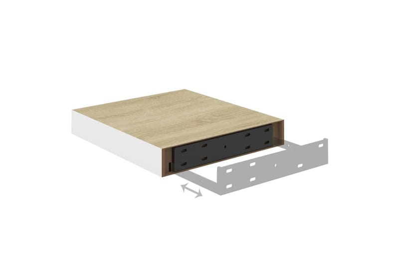 Flytende vegghyller 4 stk eik og hvit 23x23,5x3,8 cm MDF - Hvit - Oppbevaring - Hyller - Vegghylle