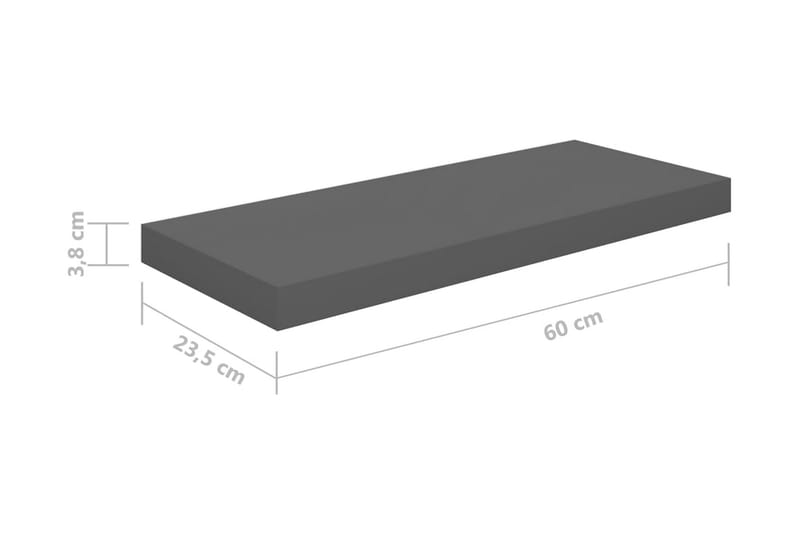 Flytende vegghyller 4 stk høyglans grå 60x23,5x3,8 cm MDF - Oppbevaring - Hyller - Vegghylle