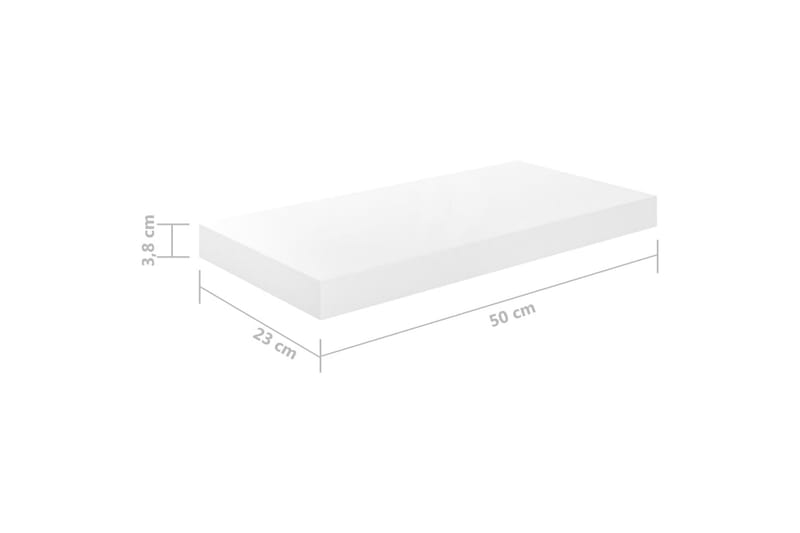 Flytende vegghyller 4 stk høyglans hvit 50x23x3,8 cm MDF - Oppbevaring - Hyller - Vegghylle