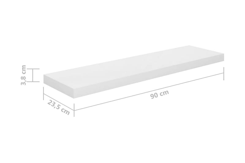 Flytende vegghyller 4 stk høyglans hvit 90x23,5x3,8 cm MDF - Oppbevaring - Hyller - Vegghylle