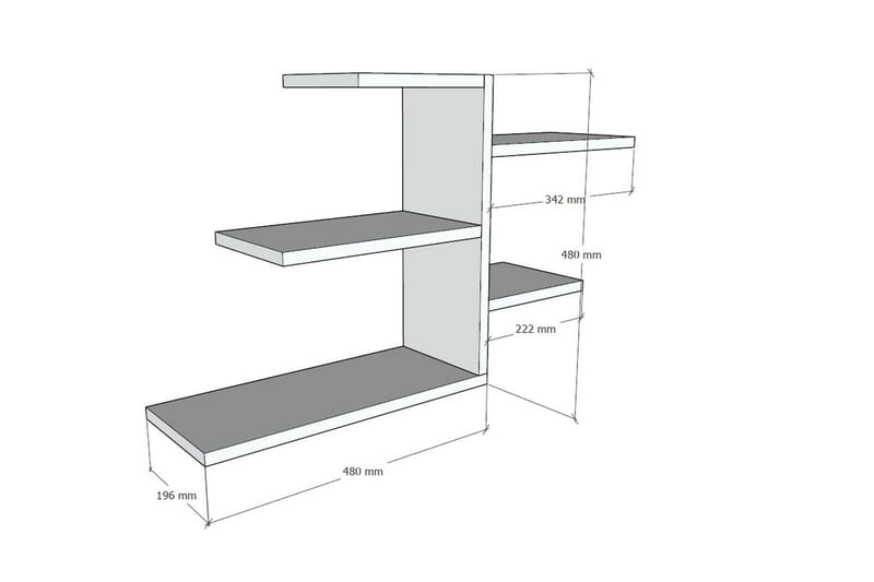 Giarone Vegghylle 82x20 cm 5 Hyller - Hvit - Oppbevaring - Hyller - Vegghylle