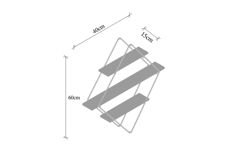 Gylden lakk Vegghylle 60x15 cm 3 Hyller - Oppbevaring - Hyller - Vegghylle