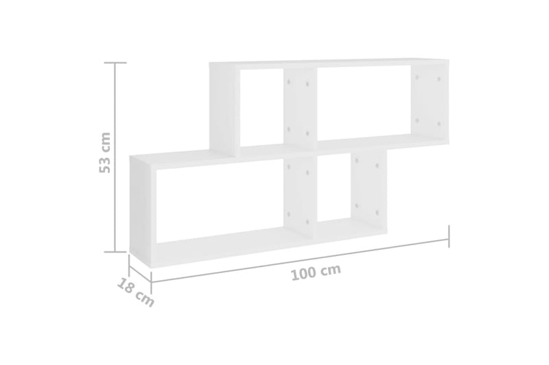 Vegghylle hvit 100x18x53 cm sponplate - Hvit - Oppbevaring - Hyller - Vegghylle