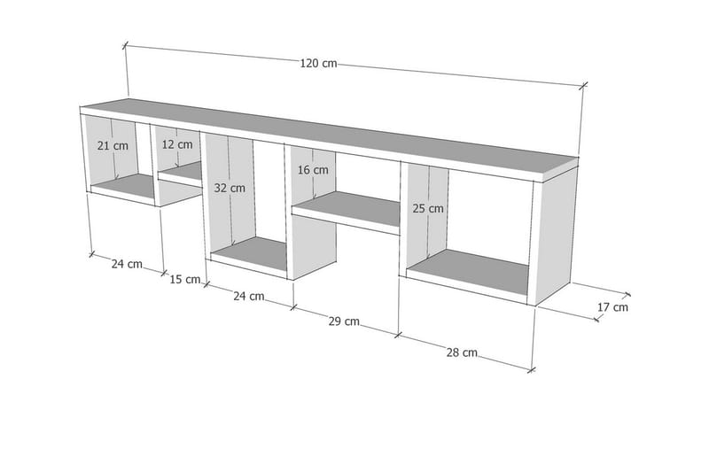Karaseki Vegghylle 120x17 cm - Antrasitt - Oppbevaring - Hyller - Vegghylle