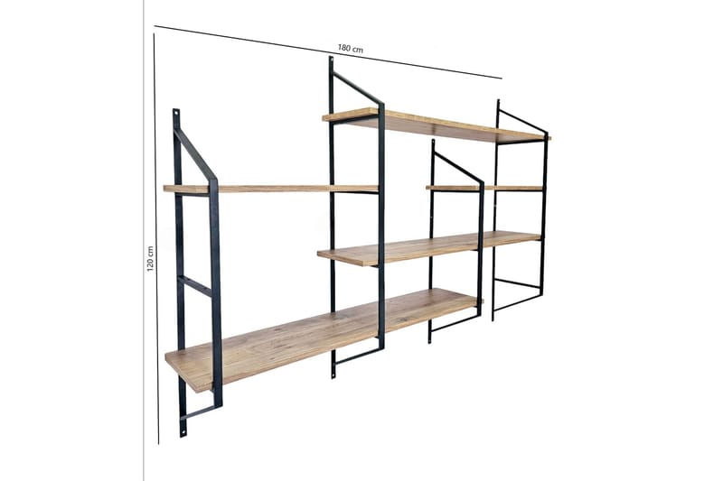 Raffy Vegghylle 180 cm - Svart - Oppbevaring - Hyller - Vegghylle