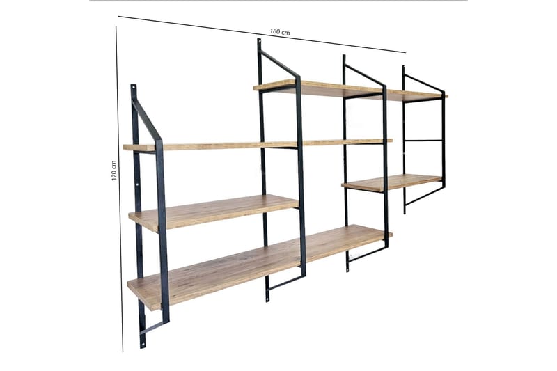 Raffy Vegghylle 180 cm - Svart - Oppbevaring - Hyller - Vegghylle