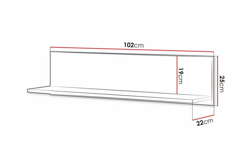 Rathmore Vegghylle 102x22 cm - Hvid - Oppbevaring - Hyller - Vegghylle