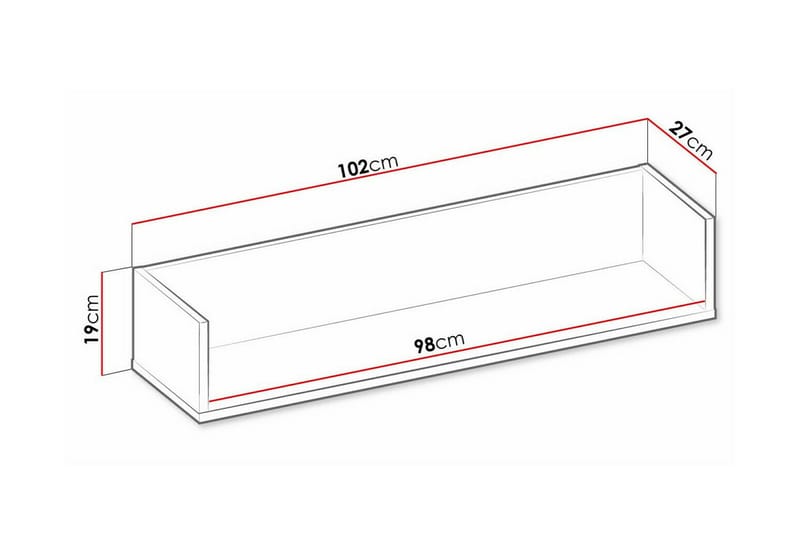 Rathmore Vegghylle 102x27 cm - Mørkegrå - Oppbevaring - Hyller - Vegghylle