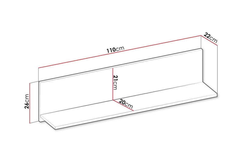 Rathmore Vegghylle 110x22 cm - Grå - Oppbevaring - Hyller - Vegghylle