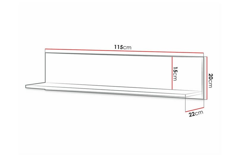 Rathmore Vegghylle 115x22 cm - Svart - Oppbevaring - Hyller - Vegghylle