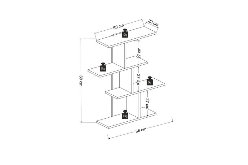 Rinorea Vegghylle 88x89 cm - Hvit - Oppbevaring - Hyller - Vegghylle