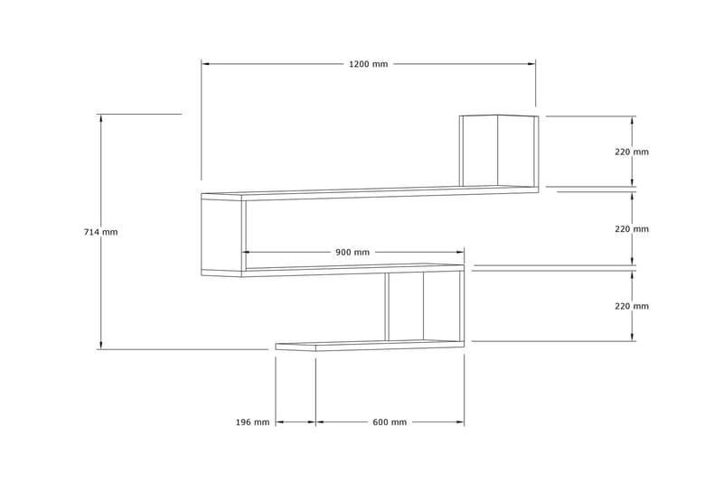 Rollingford Vegghylle 20x120 cm 3- pk - Antrasitt - Oppbevaring - Hyller - Vegghylle