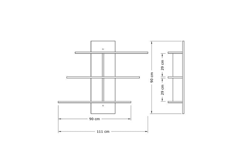 Vegghylle 20x111 cm - Hvit - Oppbevaring - Hyller - Vegghylle