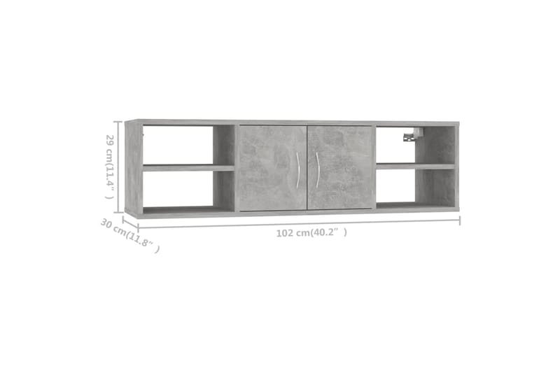 Vegghylle betonggrå 102x30x29 cm sponplate - Grå - Oppbevaring - Hyller - Vegghylle