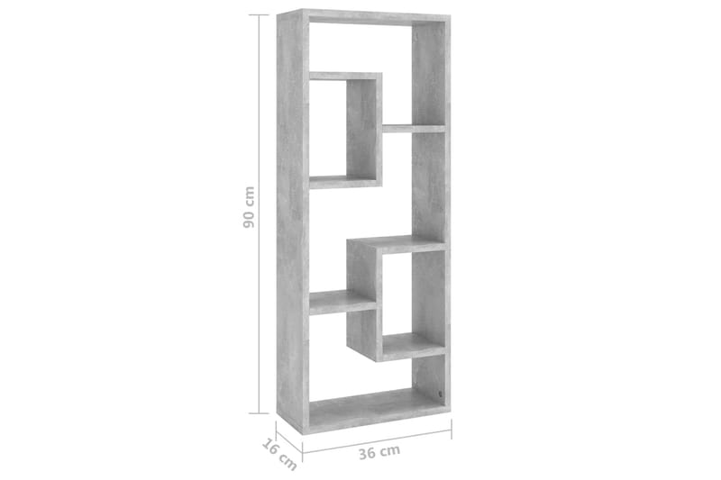 Vegghylle betonggrå 36x16x90 cm sponplate - Grå - Oppbevaring - Hyller - Vegghylle