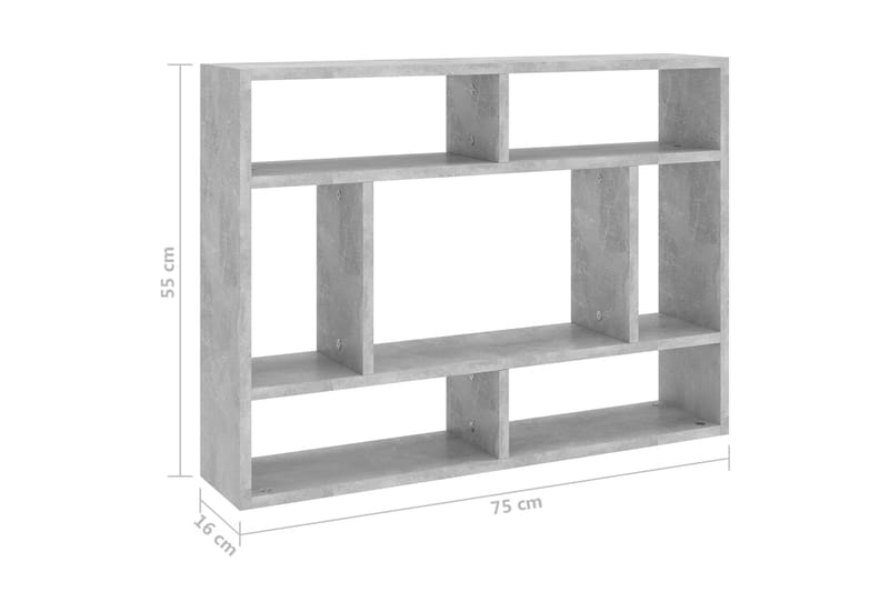 Vegghylle betonggrå 75x16x55 cm sponplate - Grå - Oppbevaring - Hyller - Vegghylle