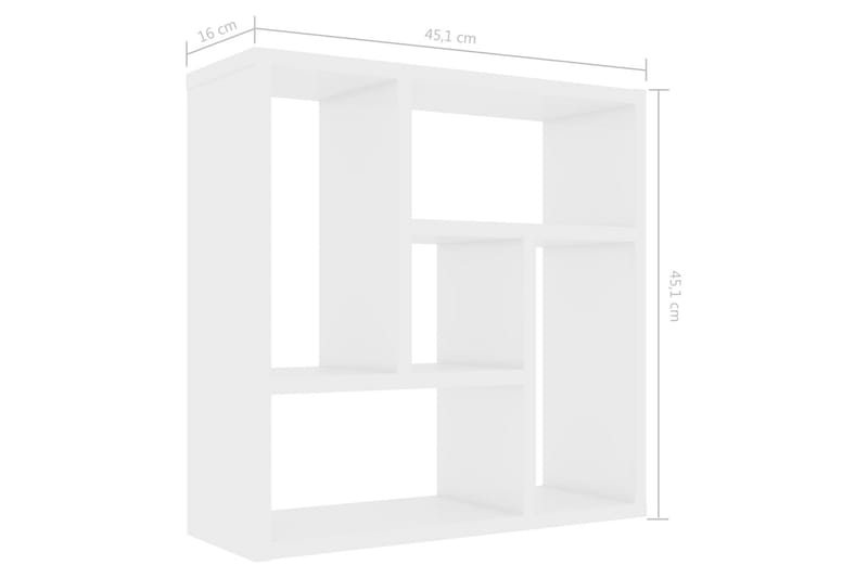 Vegghylle høyglans hvit 45,1x16x45,1 cm sponplate - Oppbevaring - Hyller - Vegghylle