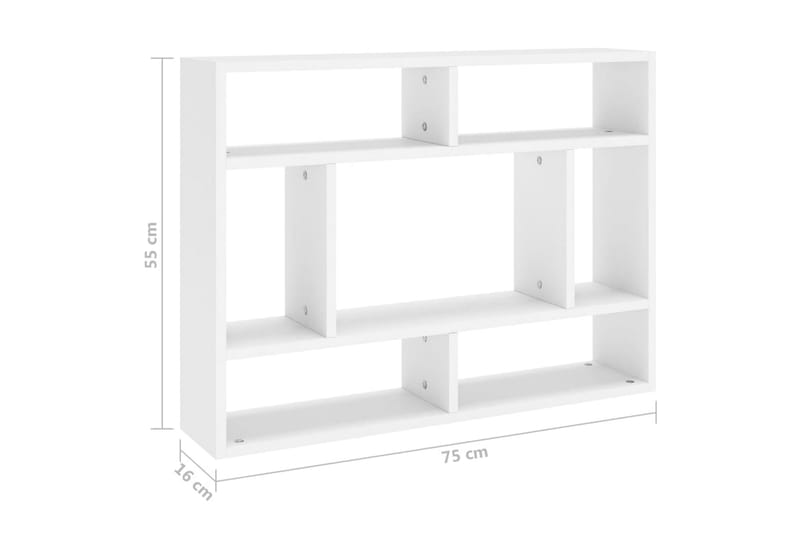 Vegghylle hvit 75x16x55 cm sponplate - Hvit - Oppbevaring - Hyller - Vegghylle