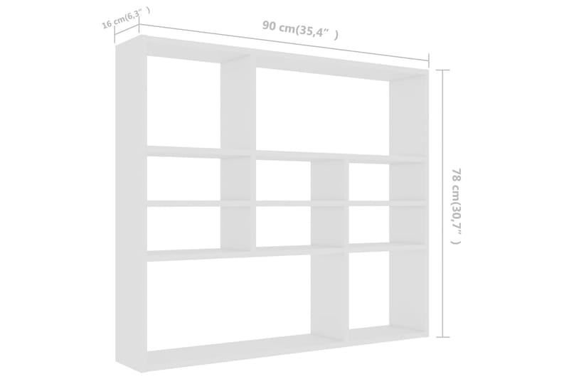 Vegghylle hvit 90x16x78 cm sponplate - Oppbevaring - Hyller - Vegghylle