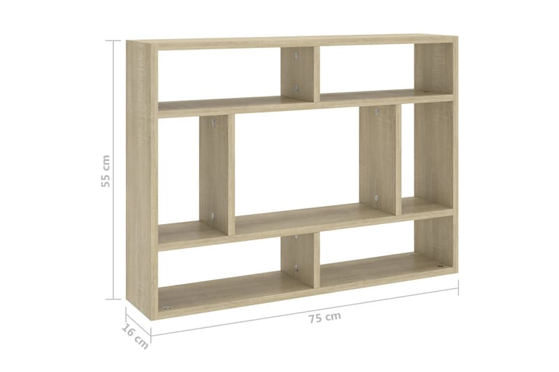 Vegghylle sonoma eik 75x16x55 cm sponplate - Brun - Oppbevaring - Hyller - Vegghylle