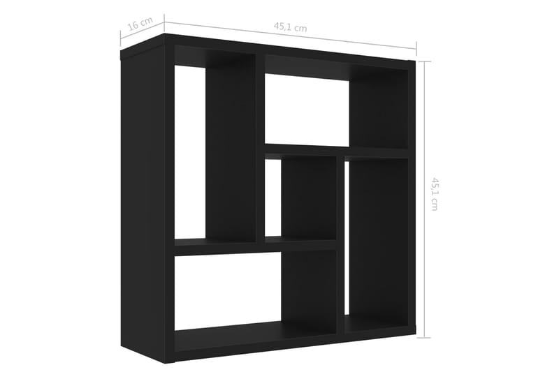 Vegghylle svart 45,1x16x45,1 cm sponplate - Oppbevaring - Hyller - Vegghylle