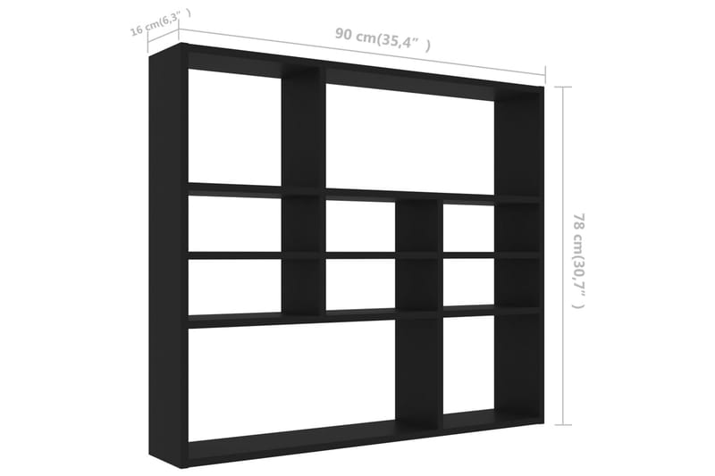 Vegghylle svart 90x16x78 cm sponplate - Oppbevaring - Hyller - Vegghylle