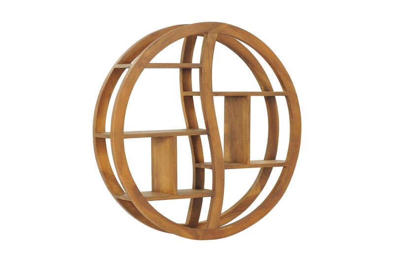 Vegghylle yin og yang 80x17,5x80 cm heltre teak - Brun - Oppbevaring - Hyller - Vegghylle