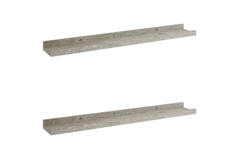 Vegghyller 2 stk betonggrå 60x9x3 cm - Grå - Oppbevaring - Hyller - Vegghylle