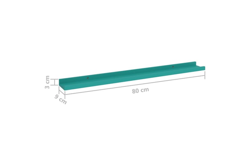 Vegghyller 2 stk blå 80x9x3 cm - Blå - Oppbevaring - Hyller - Vegghylle