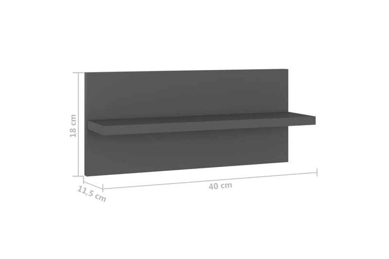 Vegghyller 2 stk grå 40x11,5x18 cm sponplate - Grå - Oppbevaring - Hyller - Vegghylle