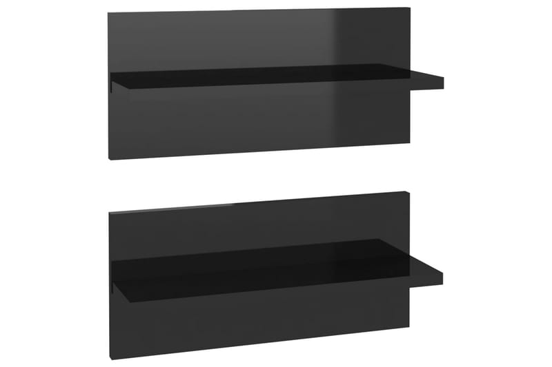 Vegghyller 2 stk høyglans svart 40x11,5x18 cm - Svart - Oppbevaring - Hyller - Vegghylle