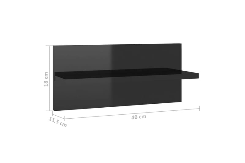 Vegghyller 2 stk høyglans svart 40x11,5x18 cm - Svart - Oppbevaring - Hyller - Vegghylle