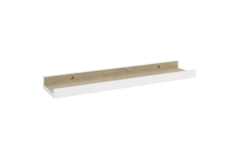 Vegghyller 2 stk hvit og sonoma eik 40x9x3 cm - Hvit - Oppbevaring - Hyller - Vegghylle