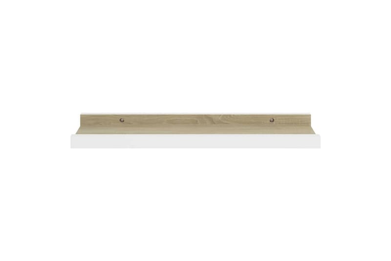 Vegghyller 2 stk hvit og sonoma eik 40x9x3 cm - Hvit - Oppbevaring - Hyller - Vegghylle