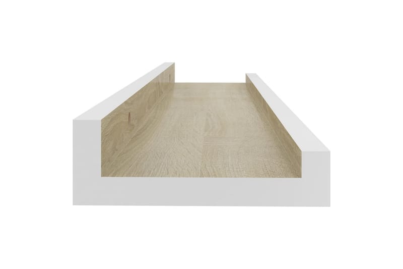 Vegghyller 2 stk hvit og sonoma eik 40x9x3 cm - Hvit - Oppbevaring - Hyller - Vegghylle